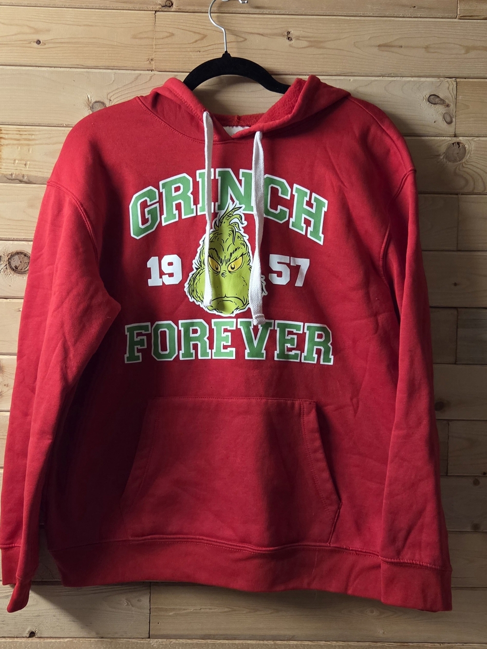 Kids Red Grinch Forever 1957 Pullover Hoodie EUC Size L 11-13